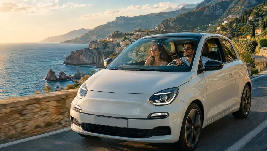 Coppia accanto alla sua auto nuova